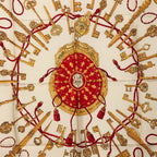 Hermes Carre 90 les Cles Key Scarf Beige Multicolor Silk — view 3