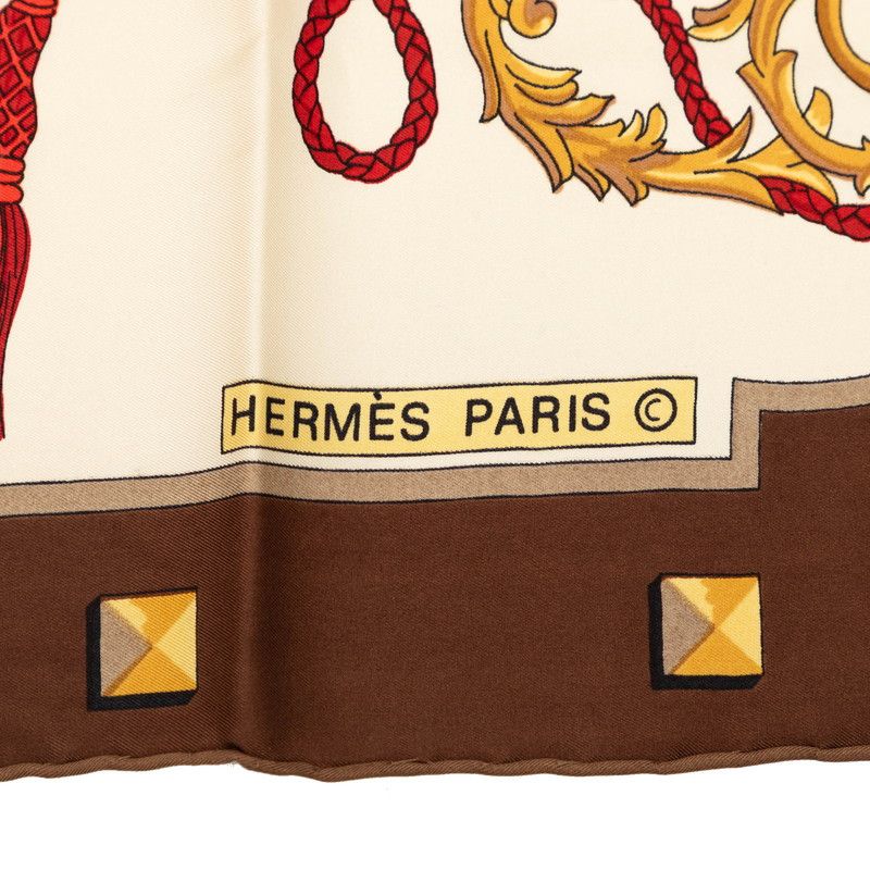 Hermes Carre 90 les Cles Key Scarf Beige Multicolor Silk — view 6