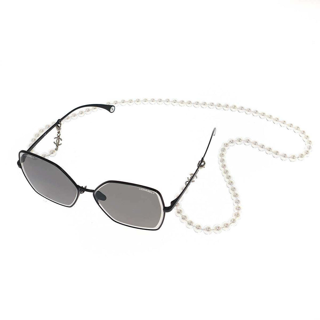 Chanel Pearl Code Butterfly Frame Sunglasses Black 59 Eyewear