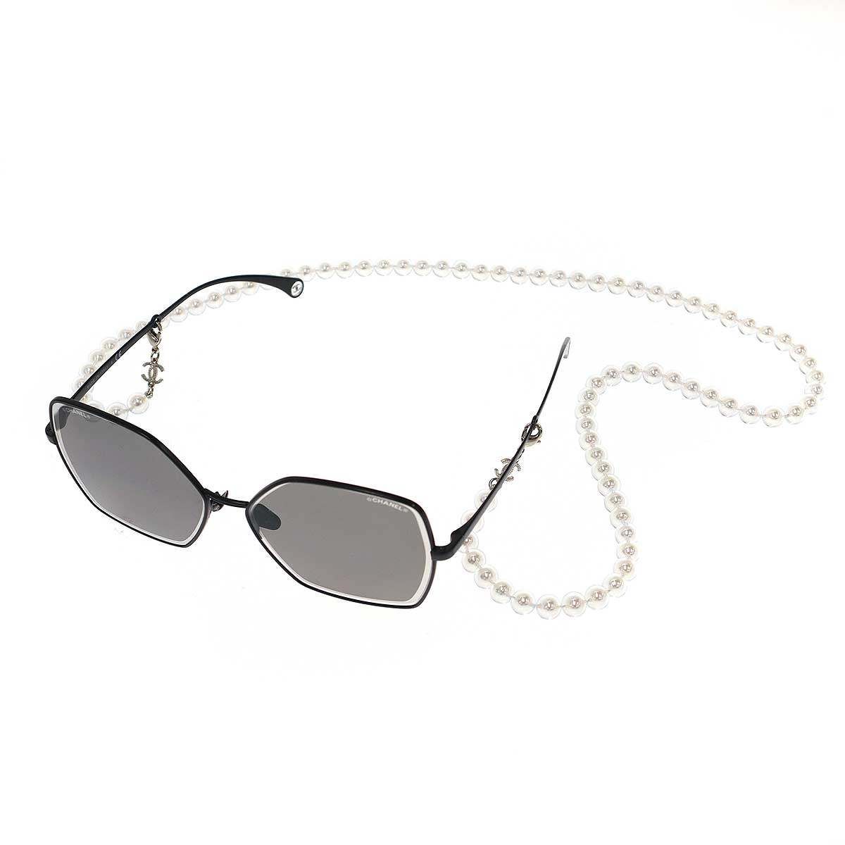 Chanel Pearl Code Butterfly Frame Sunglasses Black 59 Eyewear