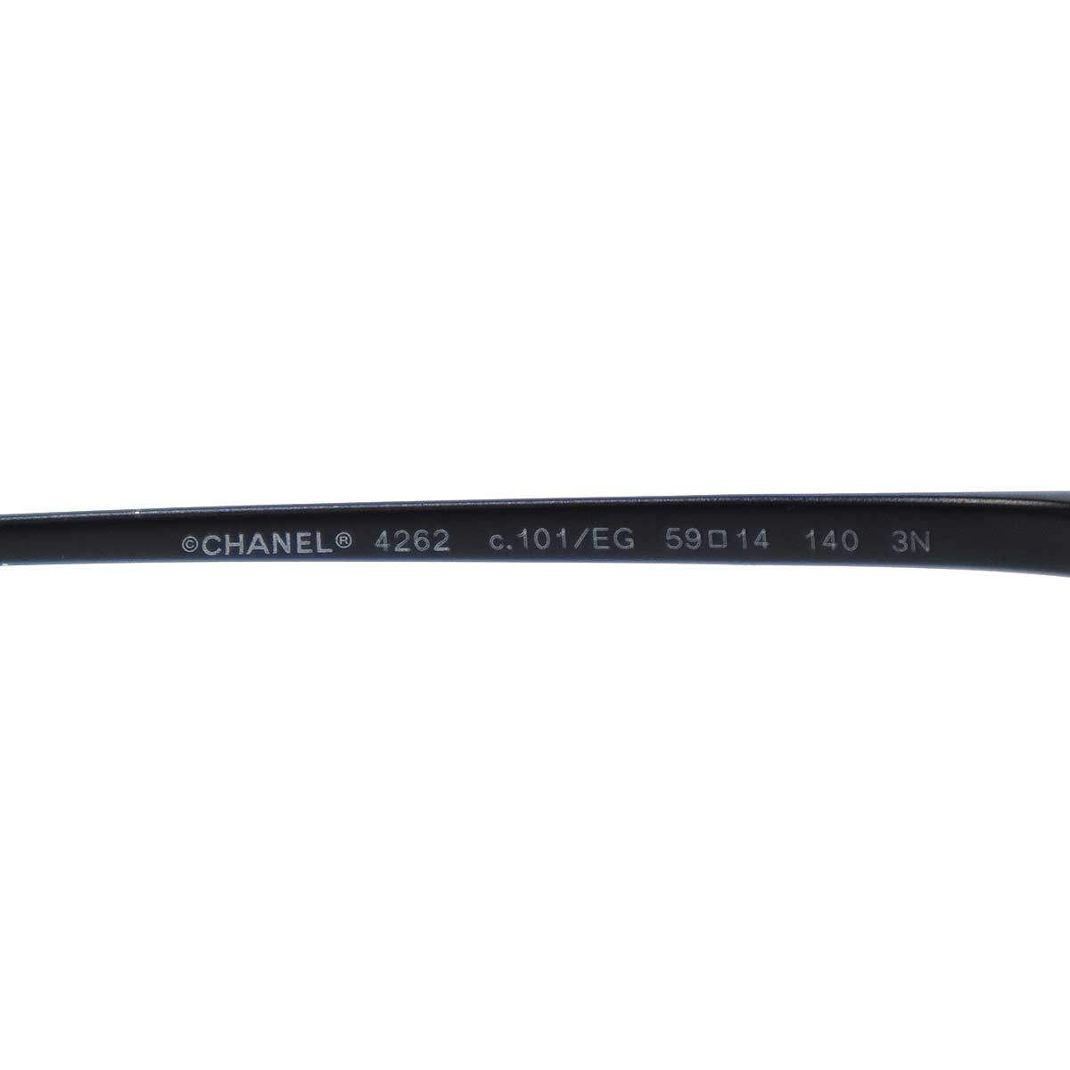 Chanel Pearl Code Butterfly Frame Sunglasses Black 59 Eyewear — view 6