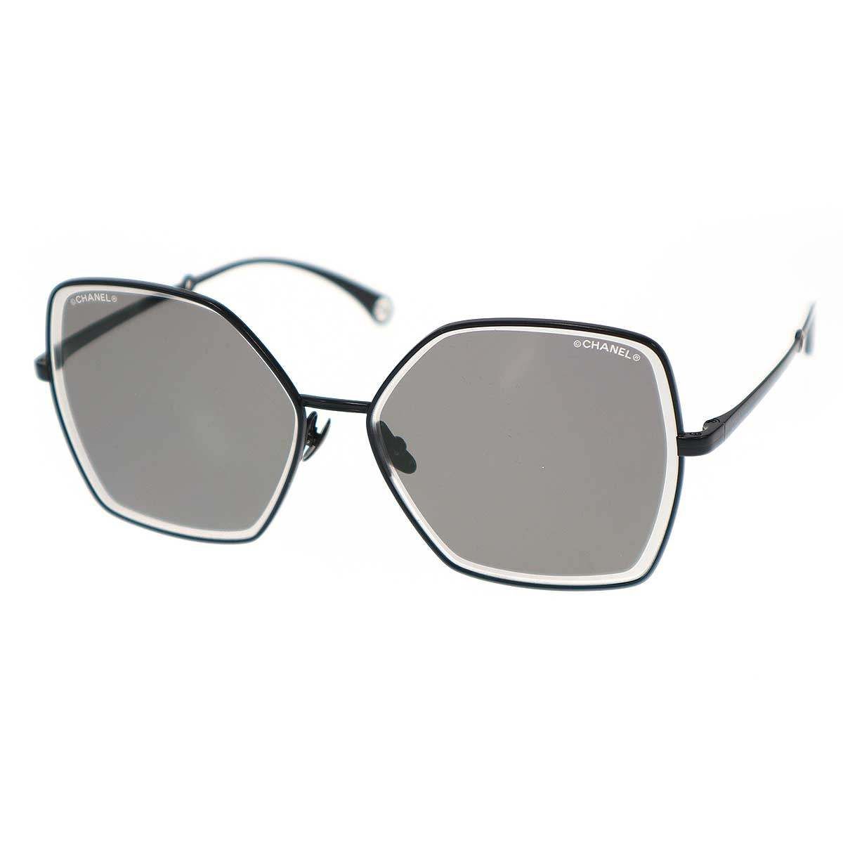 Chanel Pearl Code Butterfly Frame Sunglasses Black 59 Eyewear — view 2