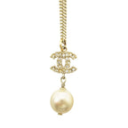 Chanel Necklace CC Logo Faux Pearl Gold — view 3