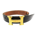 Hermes Belt Constance Reversible Logo Buckle Gold Black 95