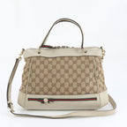 Gucci GG Canvas Sherry Mayfair Leather 2-Way Shoulder Bag Crossbody Tote