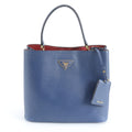 Prada Saffiano Leather Triangle Logo Blue Handbag Tote Bag