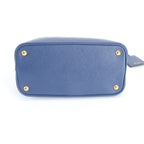 Prada Saffiano Leather Triangle Logo Blue Handbag Tote Bag — view 6