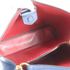 Prada Saffiano Leather Triangle Logo Blue Handbag Tote Bag — view 8