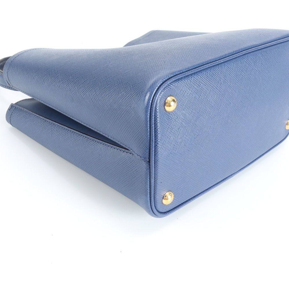 Prada Saffiano Leather Triangle Logo Blue Handbag Tote Bag — view 4