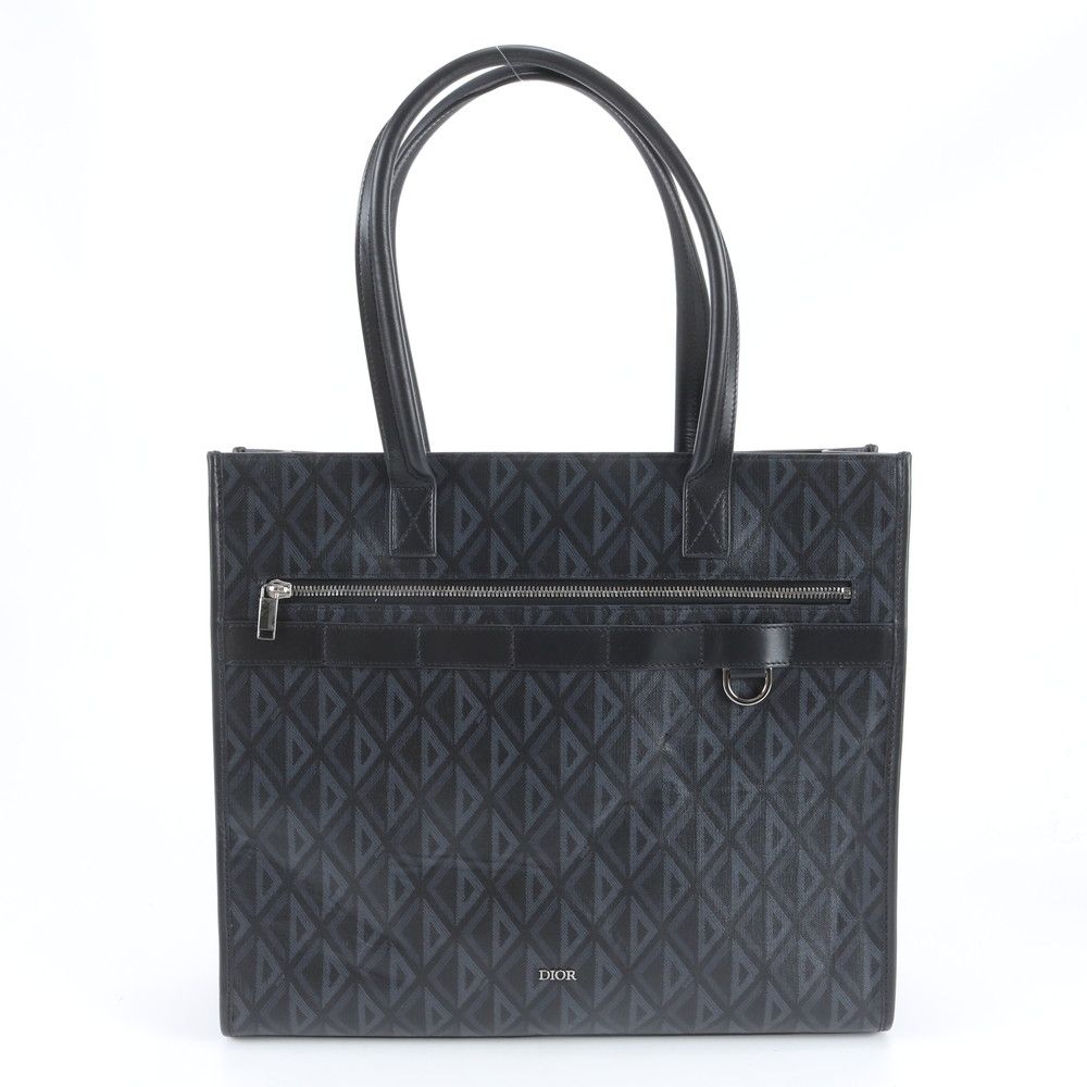 Dior Safari Leather Tote Bag Shoulder Business Document Black