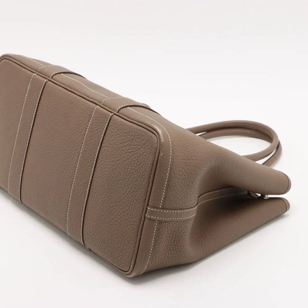 Hermes Construction Garden Party PM Negonda Etoupe Leather Tote Bag — view 3