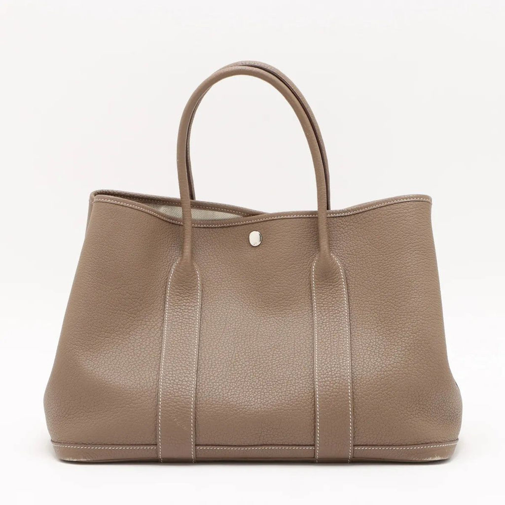 Hermes Construction Garden Party PM Negonda Etoupe Leather Tote Bag