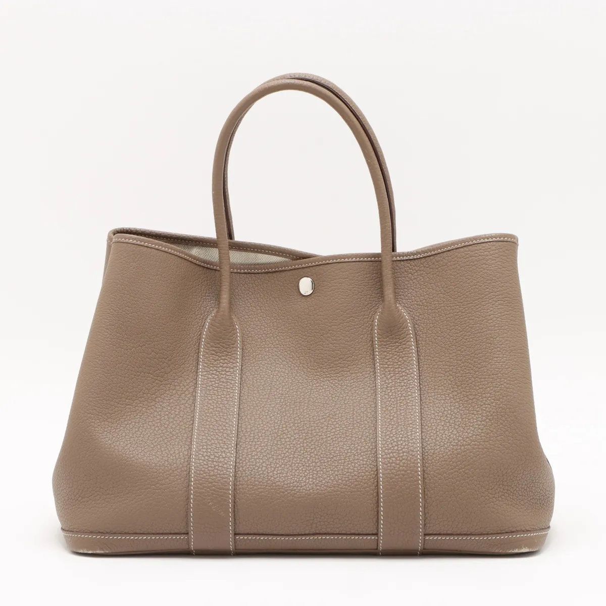 Hermes Construction Garden Party PM Negonda Etoupe Leather Tote Bag