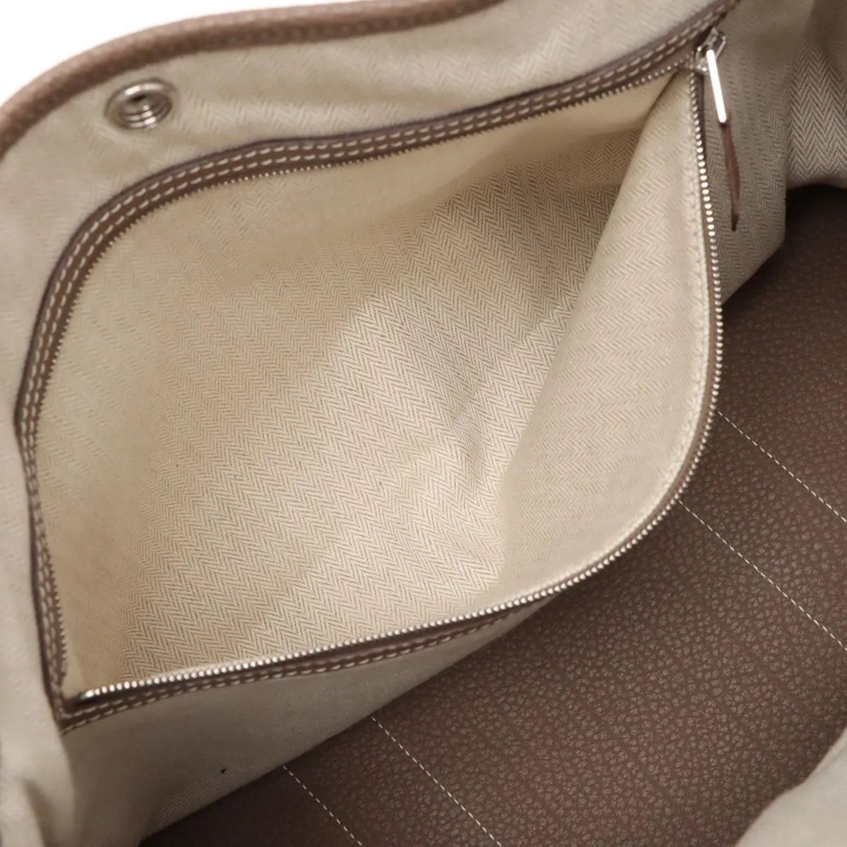 Hermes Construction Garden Party PM Negonda Etoupe Leather Tote Bag — view 8