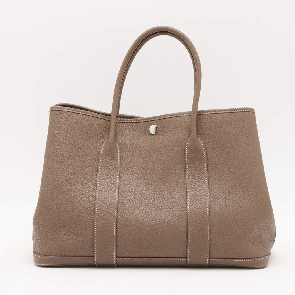 Hermes Construction Garden Party PM Negonda Etoupe Leather Tote Bag — view 2
