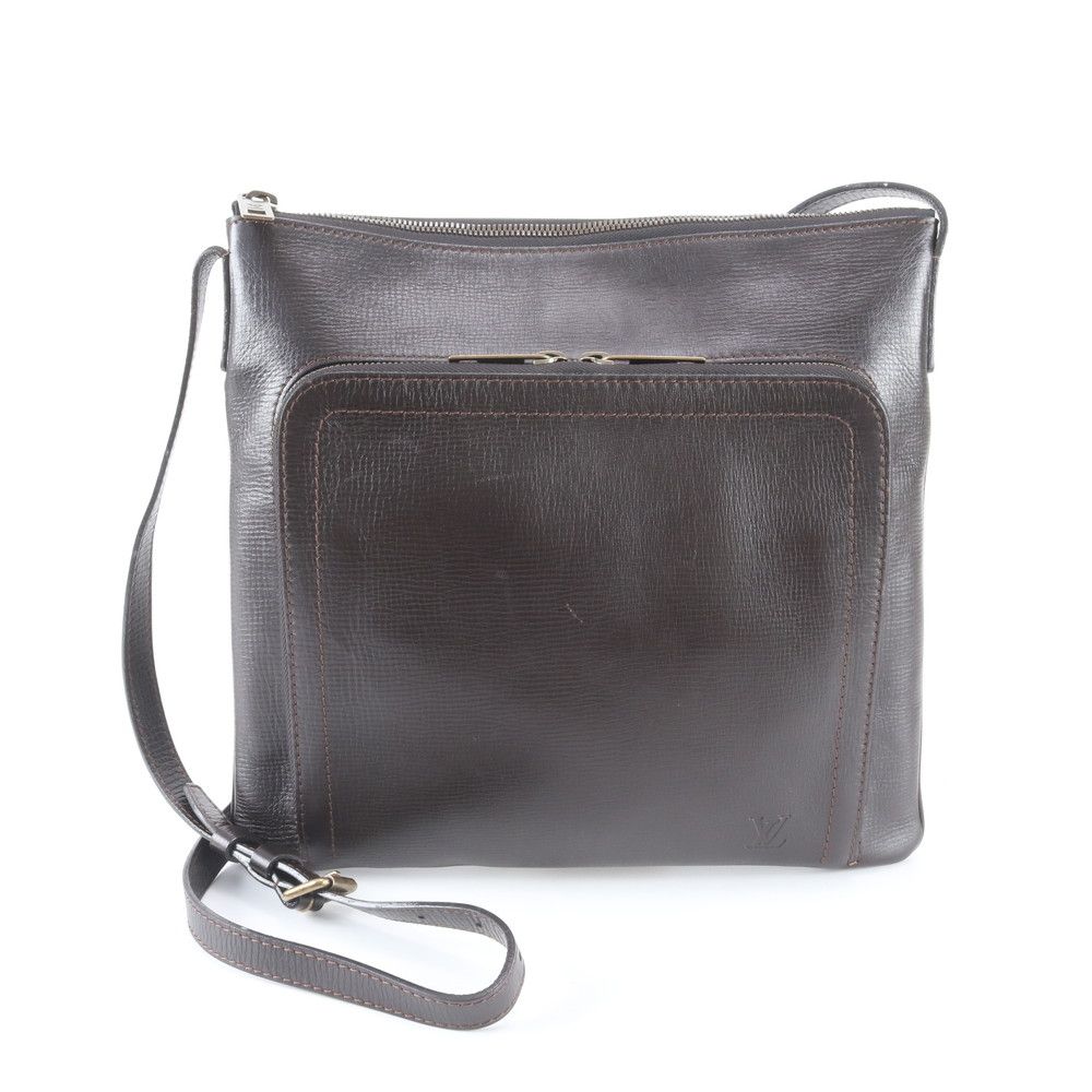 Louis Vuitton Utah Sac Plat Leather Shoulder Bag Messenger Brown