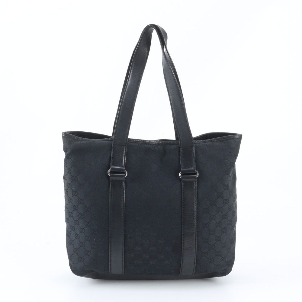 Gucci GG Canvas Leather Tote Bag Shoulder Business Document Black — view 3