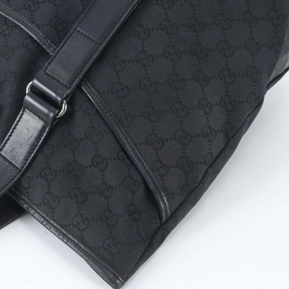 Gucci GG Canvas Leather Tote Bag Shoulder Business Document Black — view 8