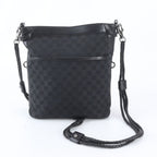 Gucci GG Canvas Leather Shoulder Bag Crossbody Messenger Black