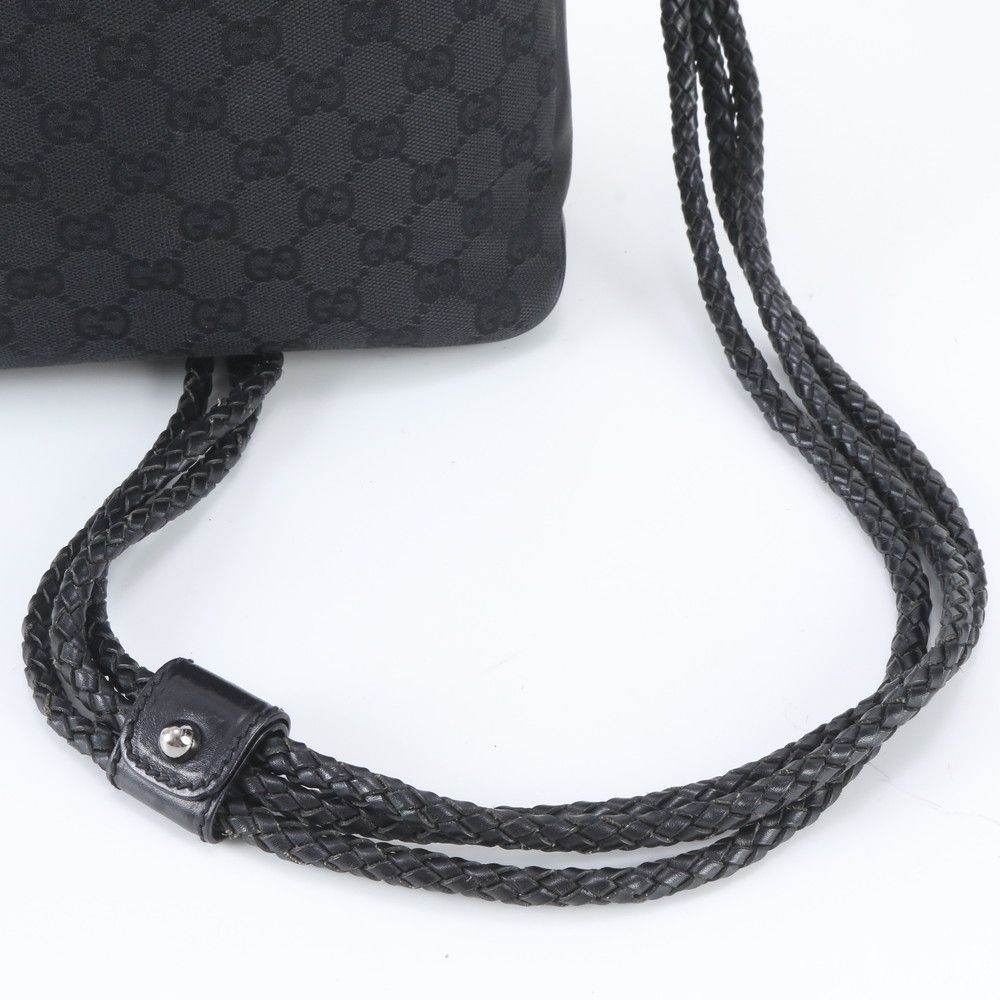 Gucci GG Canvas Leather Shoulder Bag Crossbody Messenger Black — view 2