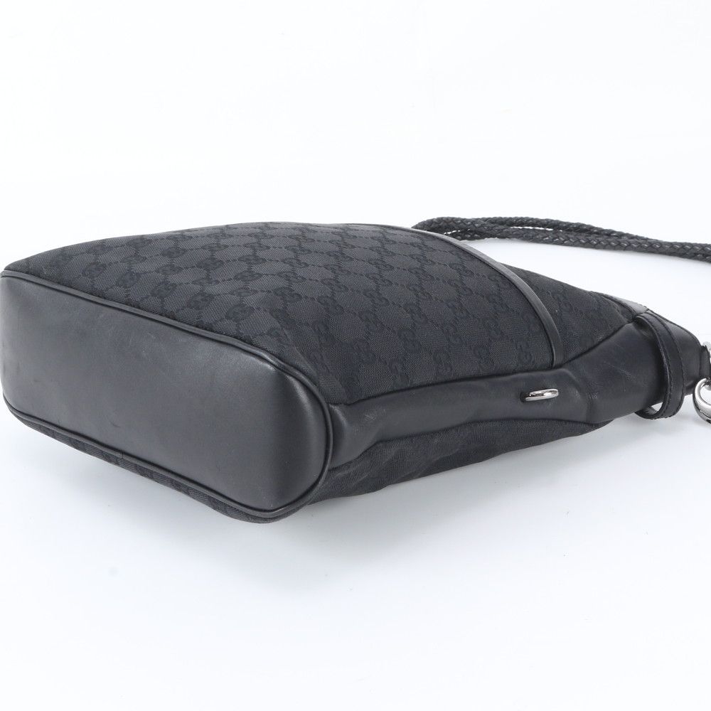 Gucci GG Canvas Leather Shoulder Bag Crossbody Messenger Black — view 4