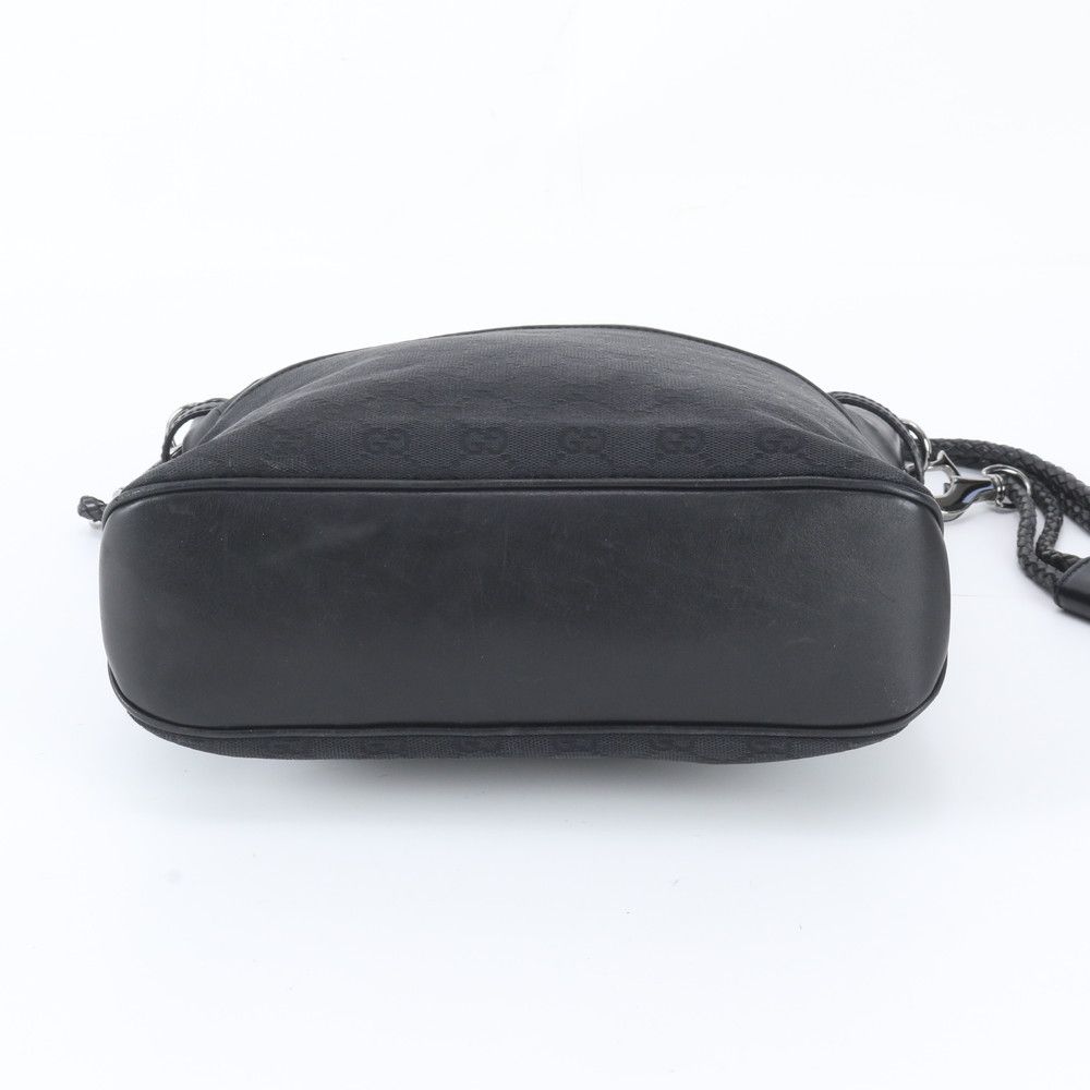 Gucci GG Canvas Leather Shoulder Bag Crossbody Messenger Black — view 6
