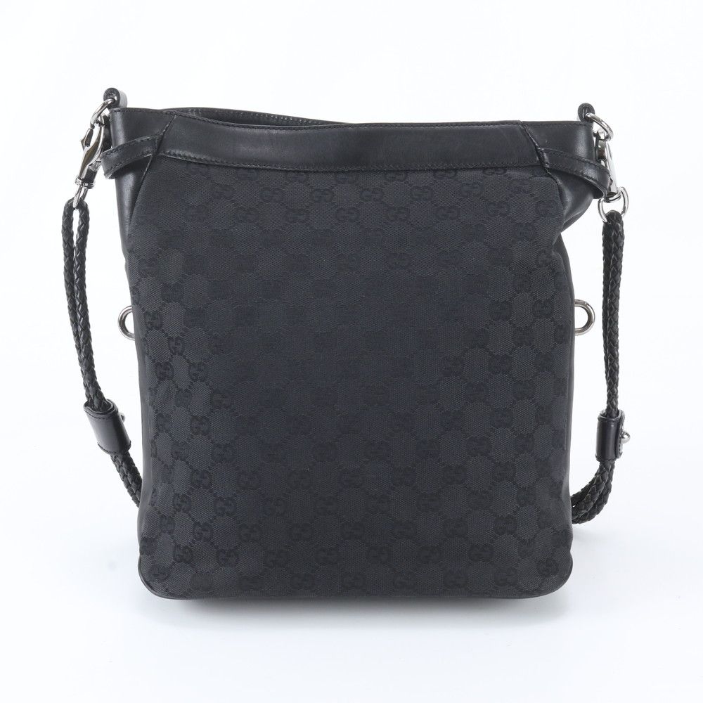 Gucci GG Canvas Leather Shoulder Bag Crossbody Messenger Black — view 3