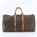 Louis Vuitton Monogram Keepall 55 Leather Boston Bag Tote Carry