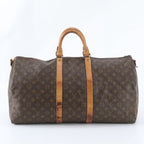 Louis Vuitton Monogram Keepall 55 Leather Boston Bag Tote Carry
