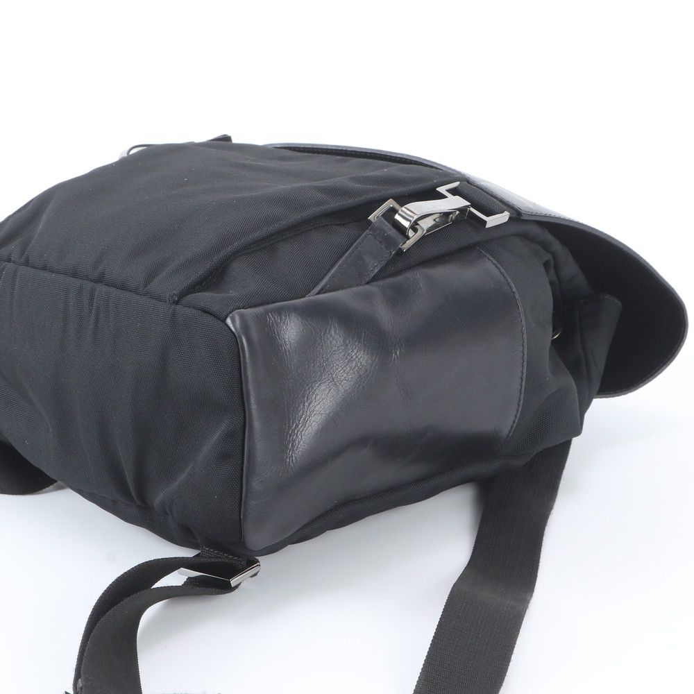 Gucci 003 Leather Nylon Backpack Shoulder Bag Black — view 4