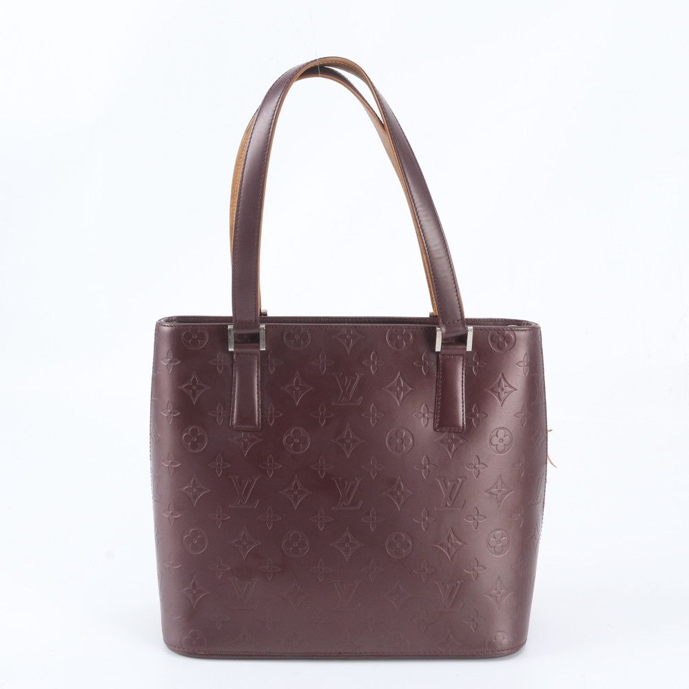 Louis Vuitton Monogram Matte Stockton Violet Leather Tote Shoulder Bag — view 3