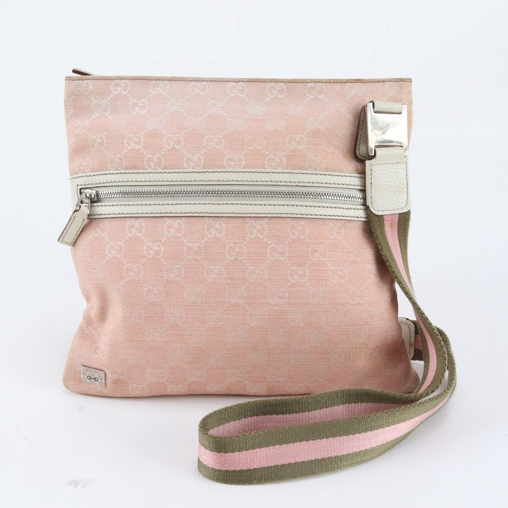 Gucci GG Canvas Sherry Line Leather Shoulder Bag Crossbody