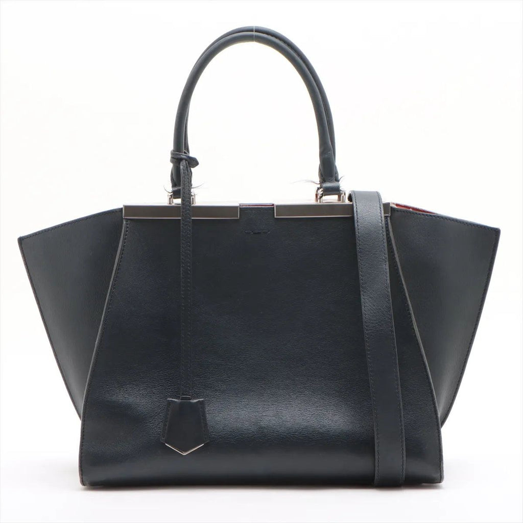 Fendi Leather 2-Way Handbag Tote Shoulder Black
