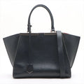 Fendi Leather 2-Way Handbag Tote Shoulder Black
