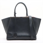 Fendi Leather 2-Way Handbag Tote Shoulder Black