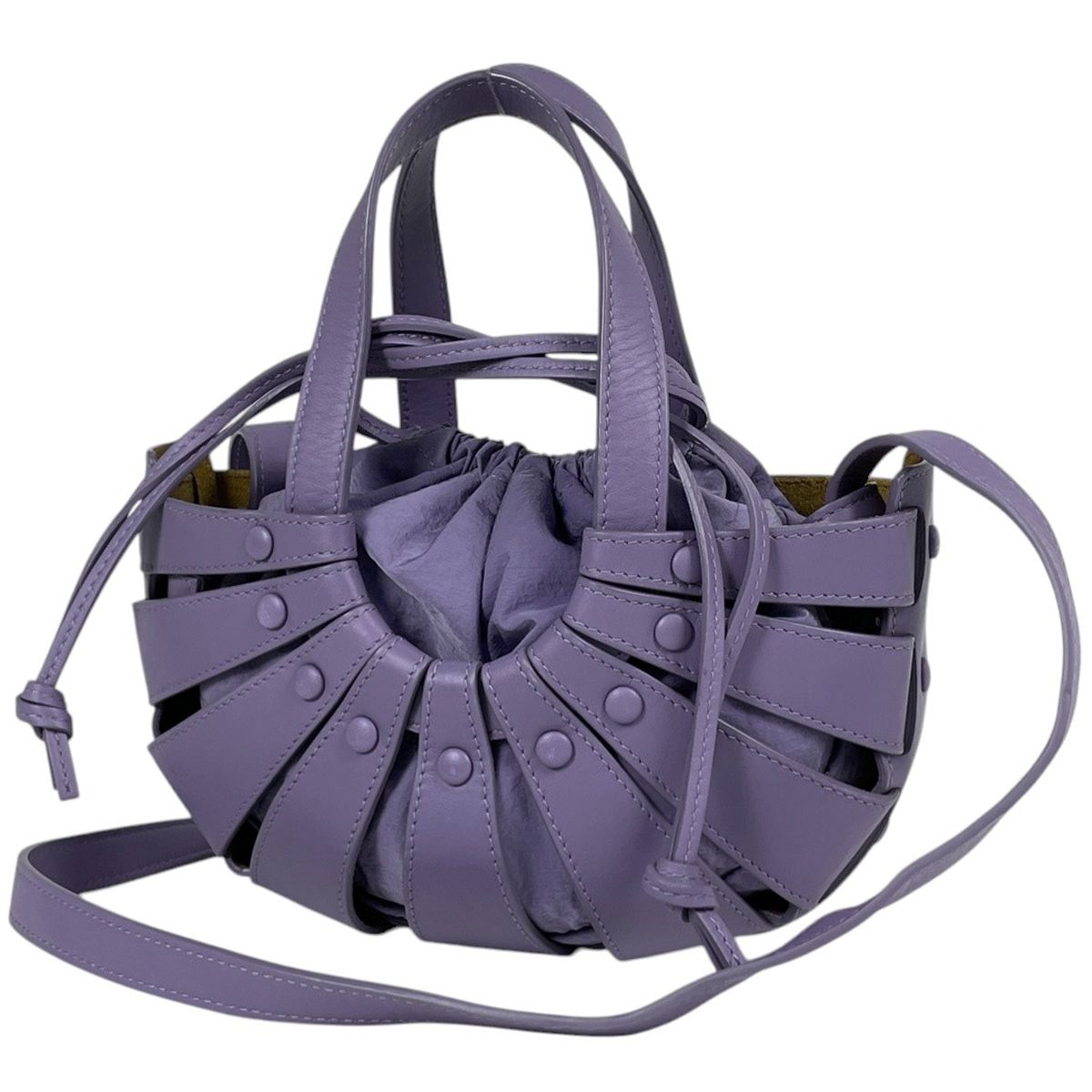 Bottega Veneta the Shell Handbag 2-Way Leather Purple