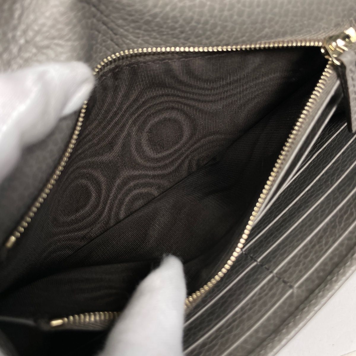 Gucci Wallet Interlocking Chain 2-Way Leather Gray Shoulder Bag — view 7