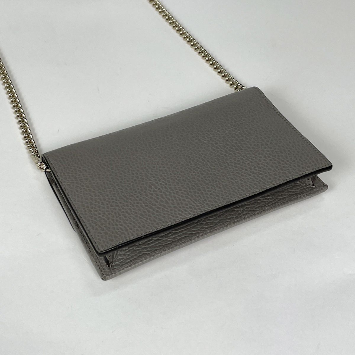 Gucci Wallet Interlocking Chain 2-Way Leather Gray Shoulder Bag — view 2