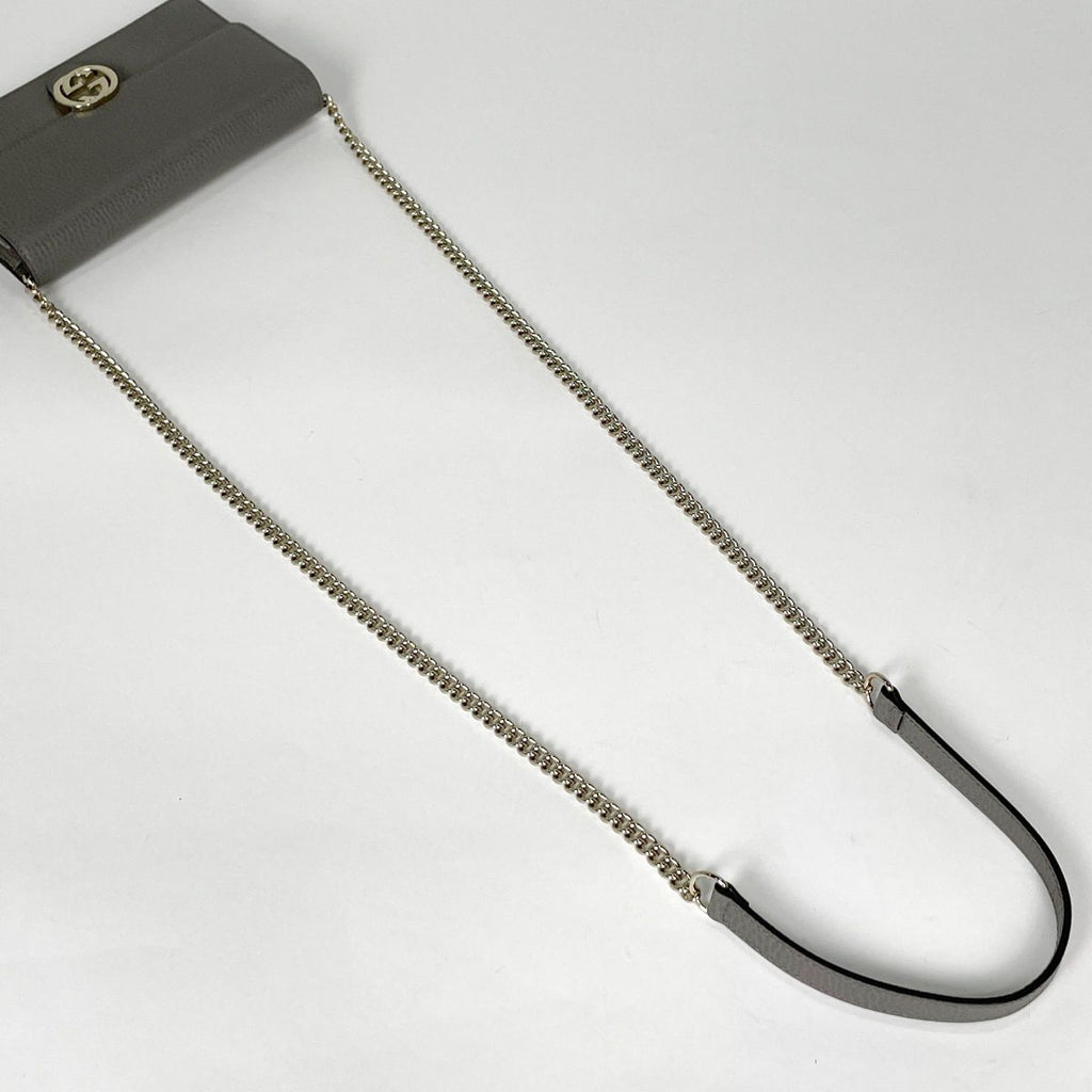 Gucci Wallet Interlocking Chain 2-Way Leather Gray Shoulder Bag — view 5