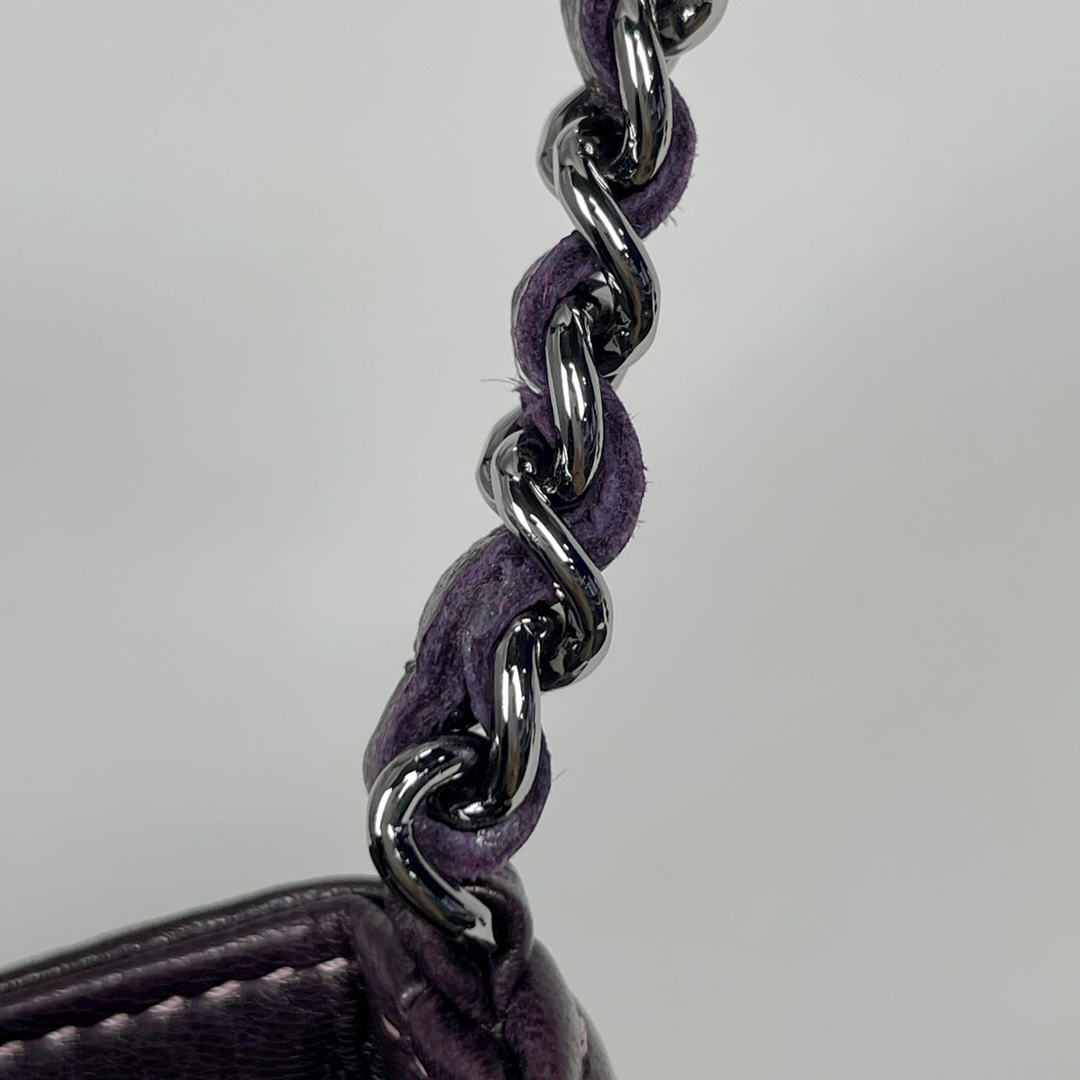Chanel Pouch Wild Stitch CC Logo Leather Purple — view 5