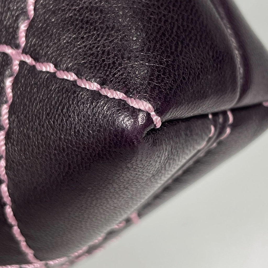 Chanel Pouch Wild Stitch CC Logo Leather Purple — view 3
