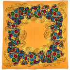 Chanel Scarf CC Logo Bijou Pattern Silk Yellow Multicolor