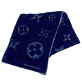 Louis Vuitton Shawl Monogram Echarpe Velvet Rayon Silk Navy Scarf