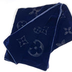 Louis Vuitton Shawl Monogram Echarpe Velvet Rayon Silk Navy Scarf — view 2
