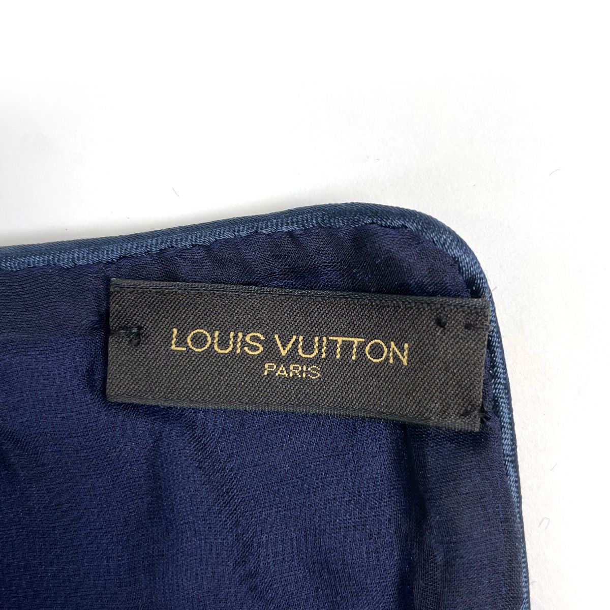 Louis Vuitton Shawl Monogram Echarpe Velvet Rayon Silk Navy Scarf — view 5