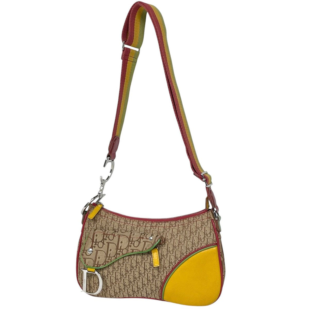 Dior Shoulder Bag Rasta Trotter Pattern Canvas Brown Multicolor