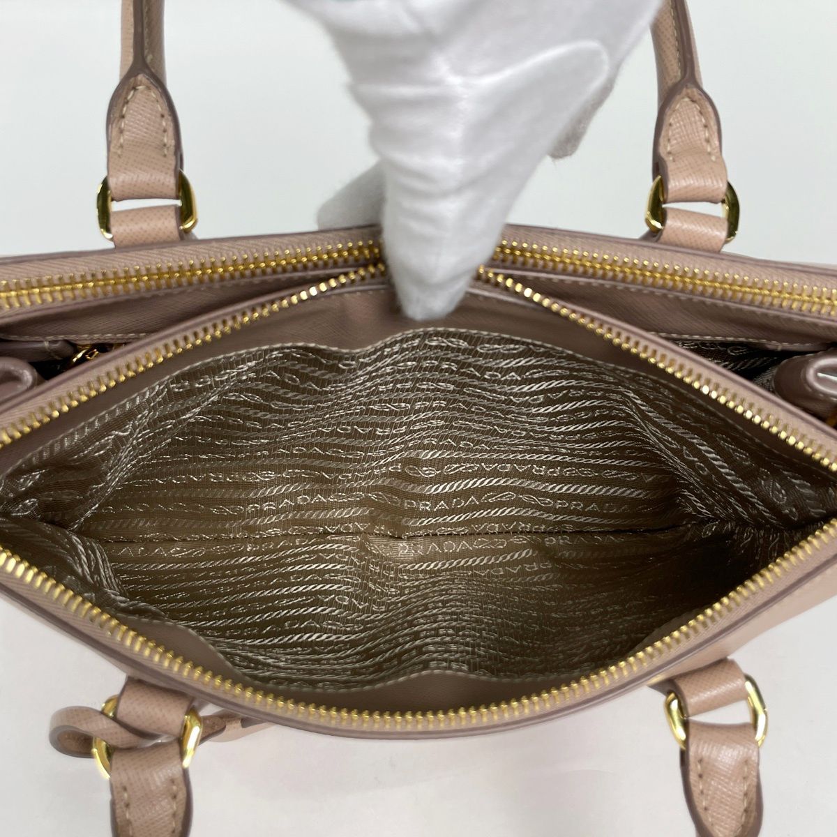 Prada Galleria Bag Handbag 2-Way Saffiano Leather Beige — view 8