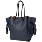Loewe Tote Bag Flamenco Knot Small Drawstring Anagram Leather Navy
