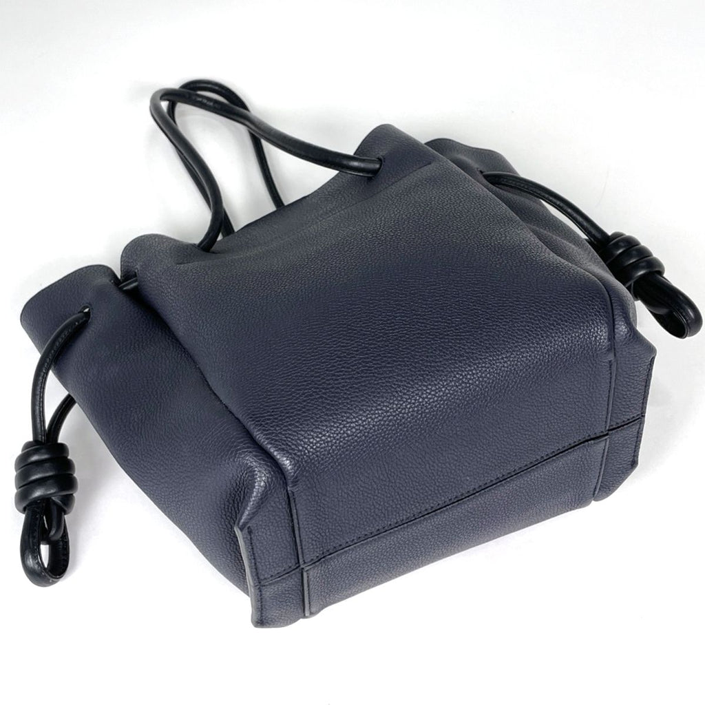 Loewe Tote Bag Flamenco Knot Small Drawstring Anagram Leather Navy — view 2