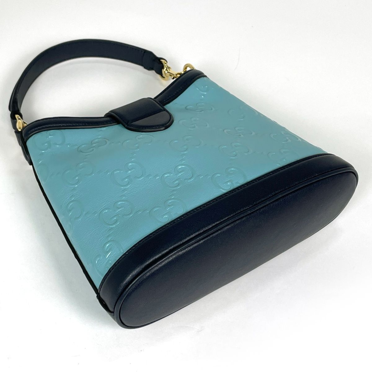 Gucci Handbag GG Pattern 2-Way Leather Blue — view 2